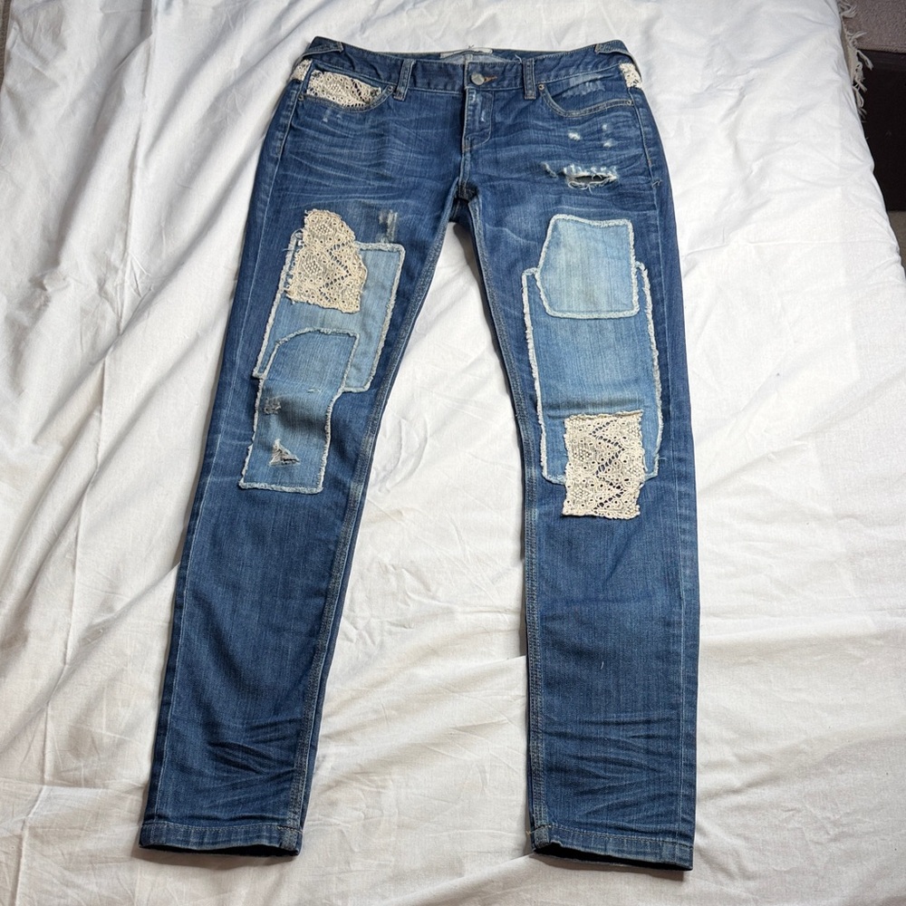 Free People Distressed Patch Lace Jeans Women’s 27